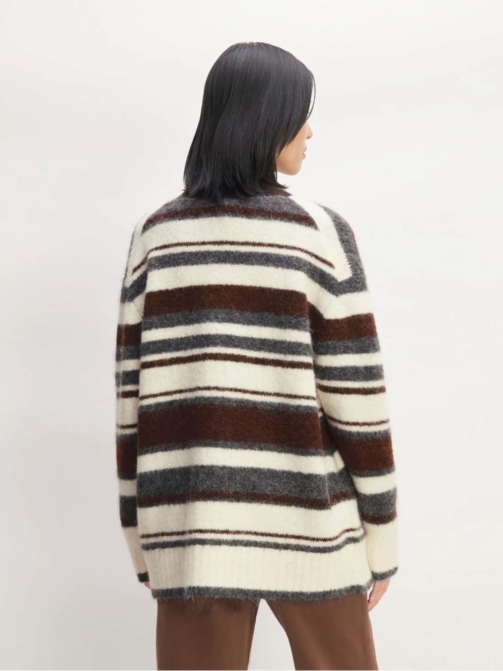 Everlane the Superfuzz Alpaca Wool Striped Cardigan - Picture 3 of 7